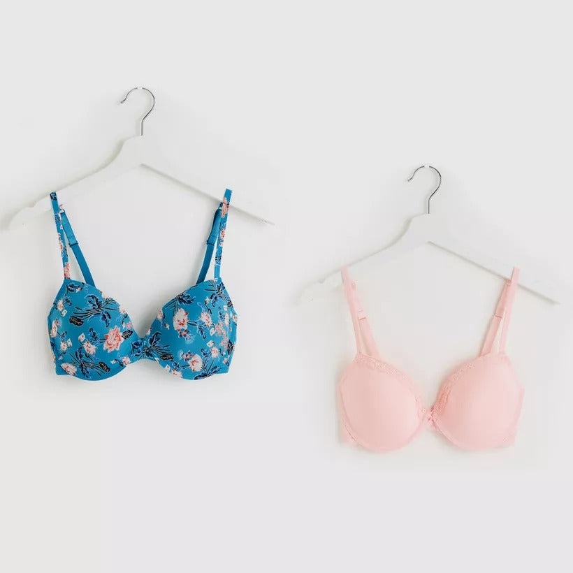 2pk Padded Push Up with Hook and Eye Closure Bras