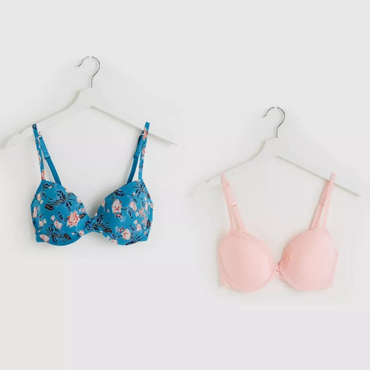 2pk Padded Push Up with Hook and Eye Closure Bras