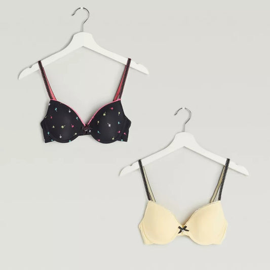 2 Assorted Padded T-shirt Bra with Hook and Eye Closure