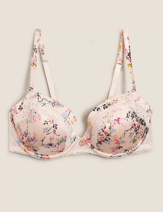 Silk Ditsy Rose Full Cup Balcony Bra Set