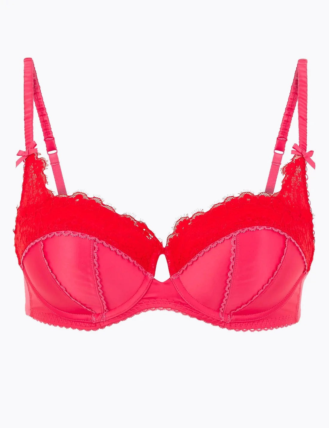 Satin & Lace Non-Wired Push Up Bra