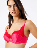 Satin & Lace Non-Wired Push Up Bra Set