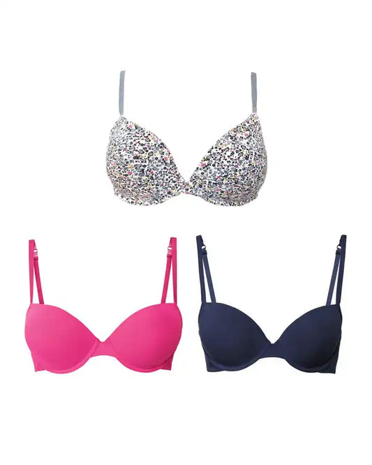 3pk  Wired Plunge Full Cup T-Shirt Bras A-E