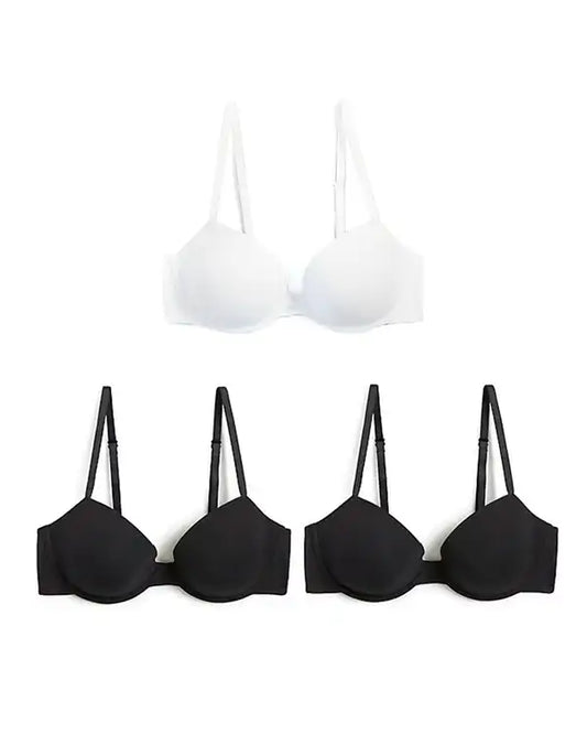 3pk Wired Plunge Full Cup T-Shirt Bras A-E