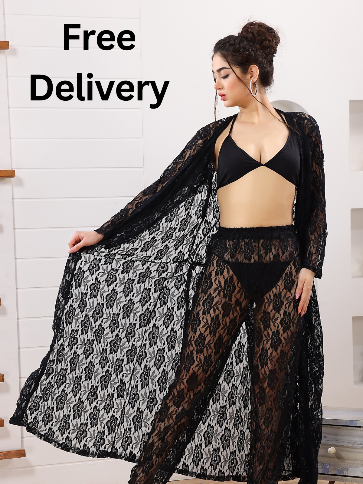 4Pc Gown Nighty with Bikini Set Free Delivery All Over Pakistan