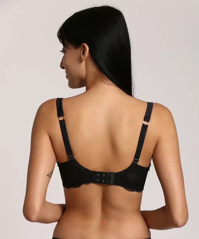 Silk & Lace Padded Plunge Bra