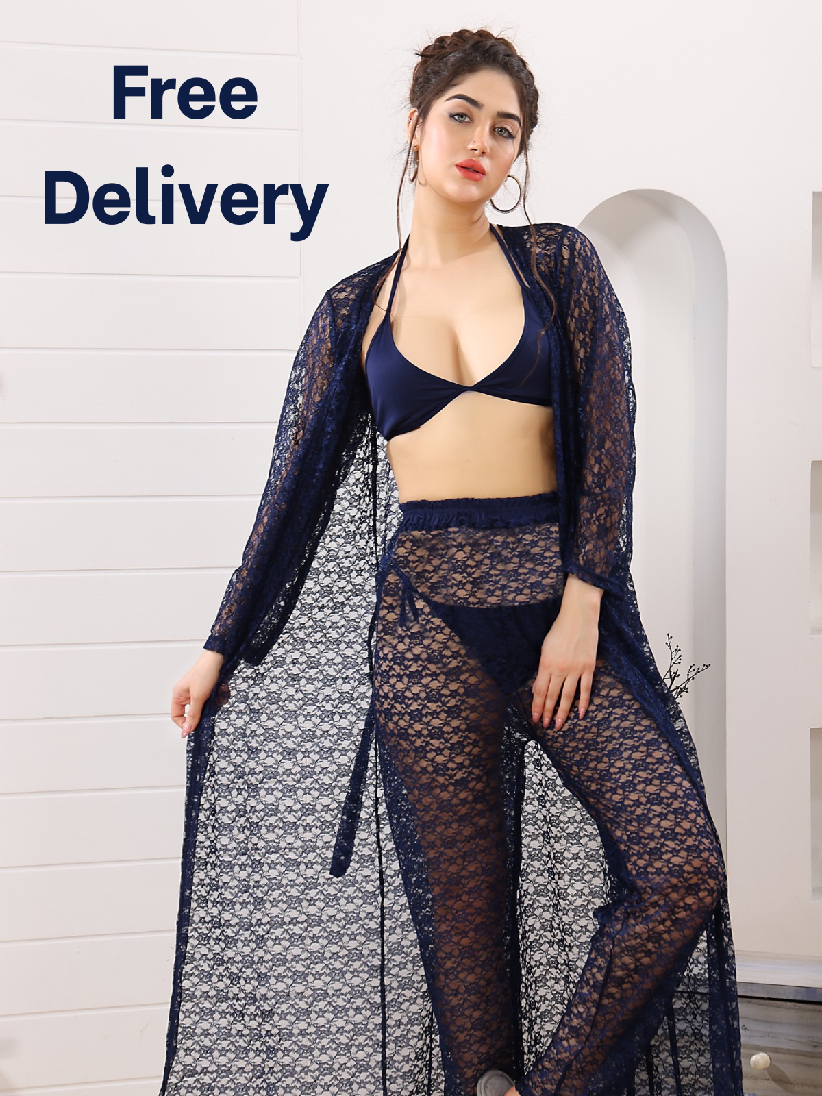 4Pc Gown Nighty with Bikini Set Free Delivery All Over Pakistan