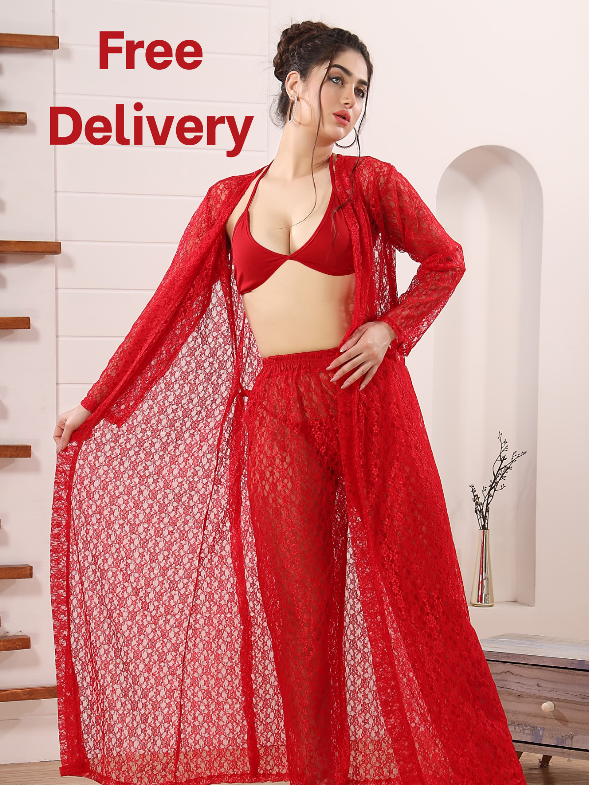 4Pc Gown Nighty with Bikini Set Free Delivery All Over Pakistan