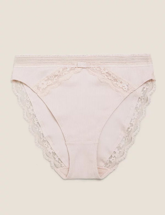 Cotton Mix Lace High Legs Knicker