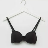 2 Lace Detail Padded T-shirt Bra with Hook and Eye Closure