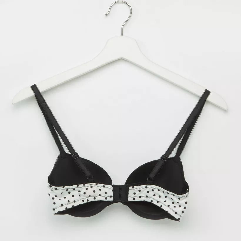 2 Lace Detail Padded T-shirt Bra with Hook and Eye Closure