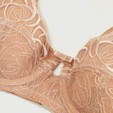 Lace Detailed Padded Plunge Bra with Hook and Eye Closure