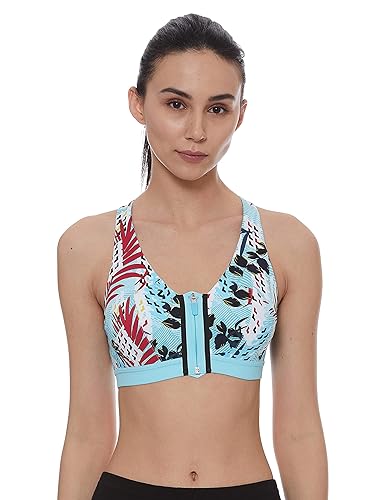 Goodmove Blue  Zip Sports Bra