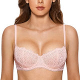 Lace Balconette Push Up Non Padded Underwire Bra