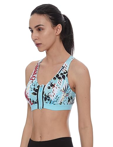 Goodmove Blue  Zip Sports Bra