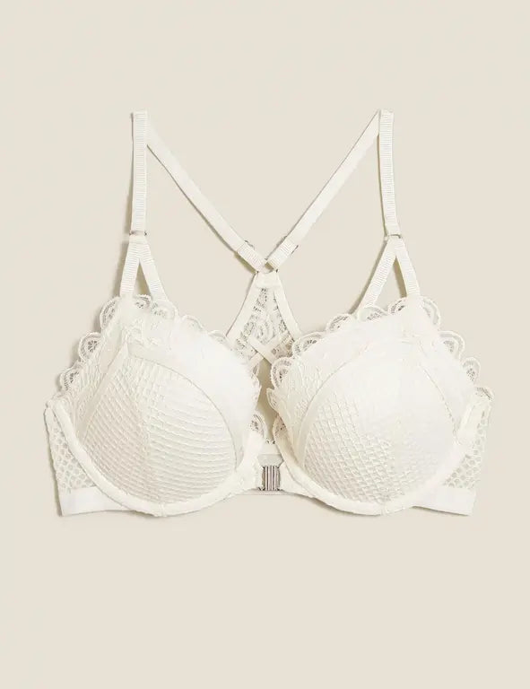 Cream Lace Padded Underwired Bra