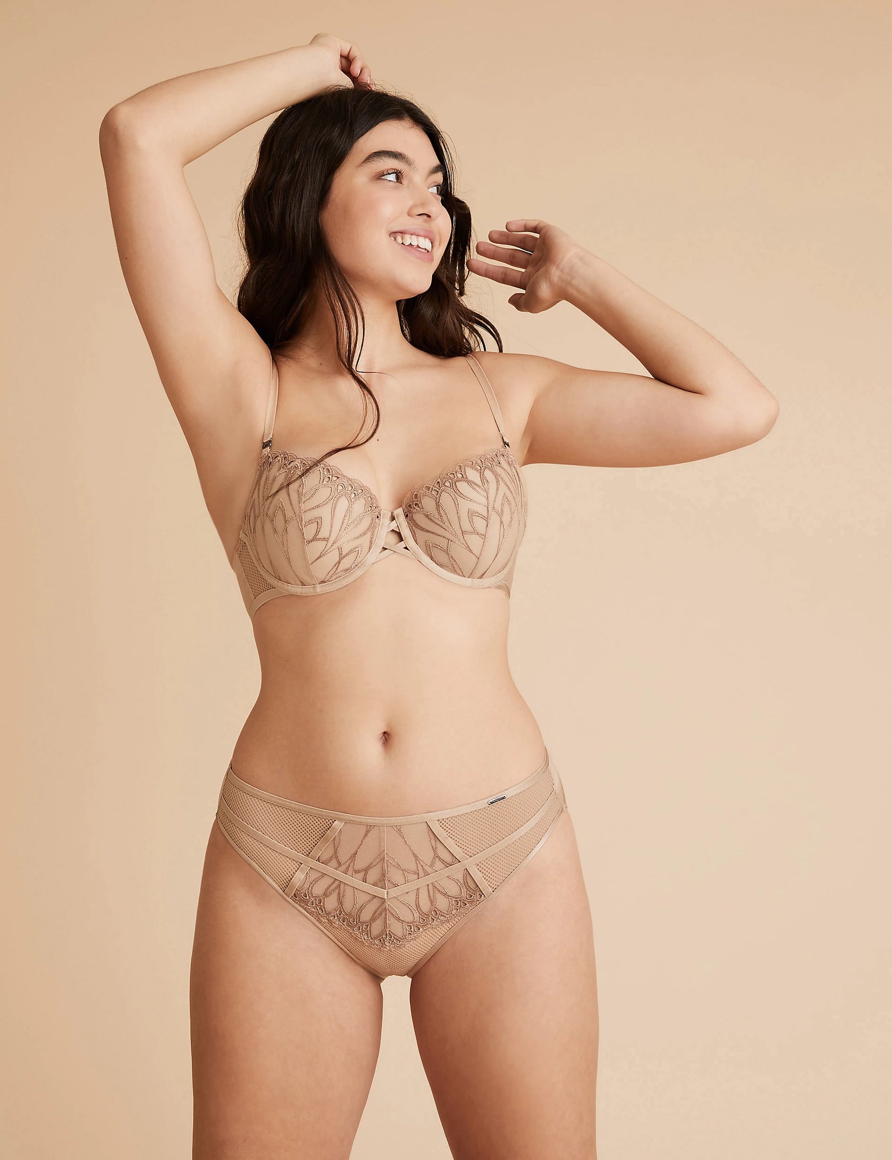 Nouveau Embroidered Padded Balcony Bra Set