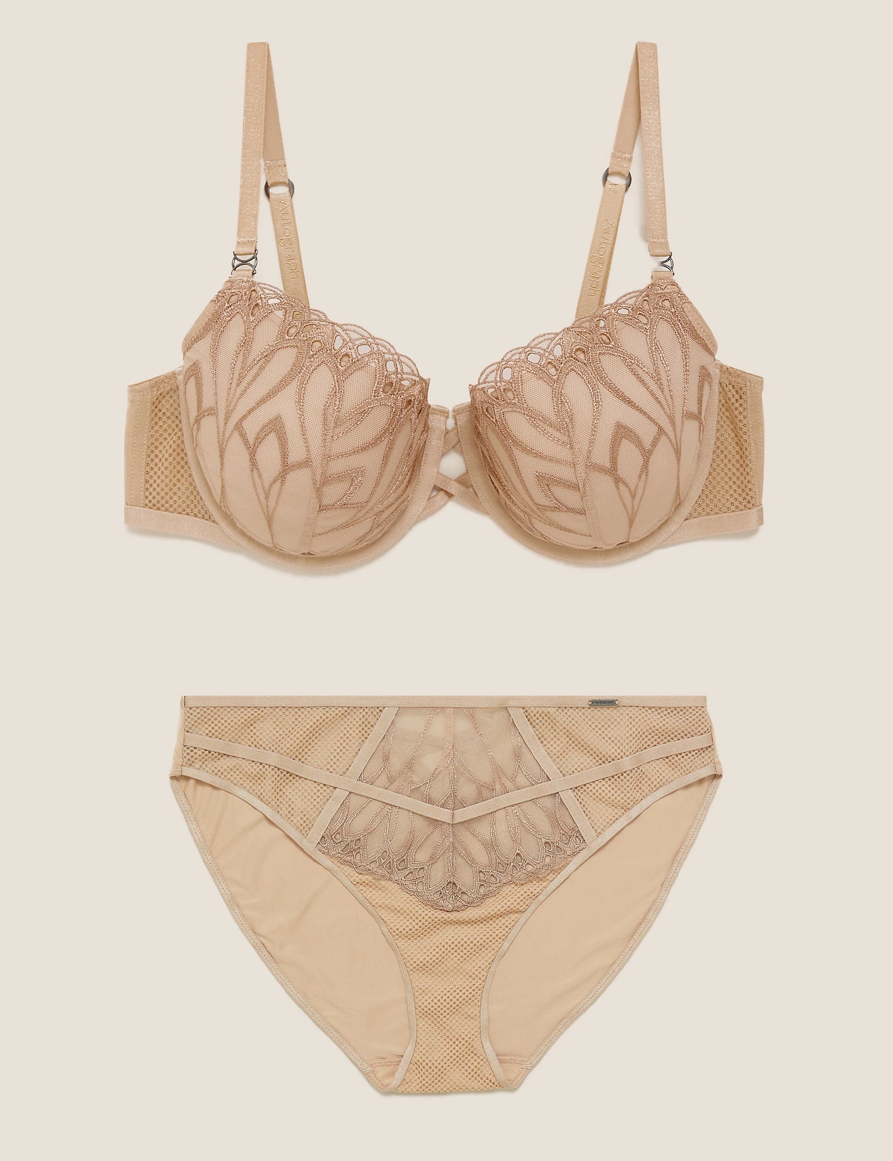 Nouveau Embroidered Padded Balcony Bra Set