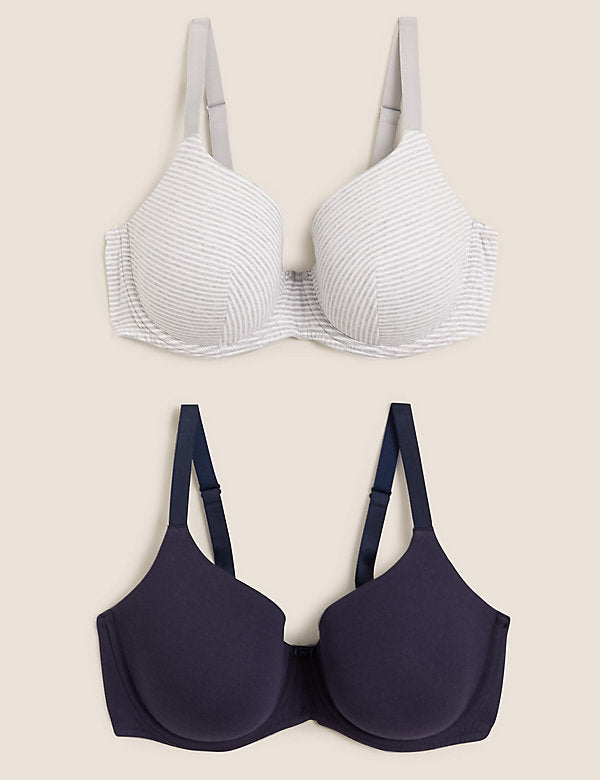 2pk Wired Full Cup T-Shirt Bras  A - E