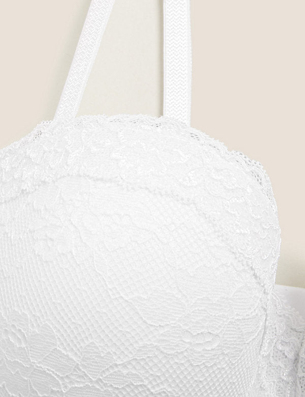 Lace Padded Bandeau Strapless Bra Set