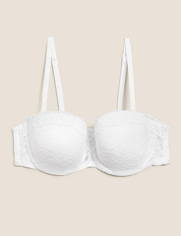 Lace Padded Bandeau Strapless Bra Set