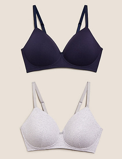 2pk  Non Wired Full Cup  T-Shirt Bras A-E