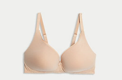 Cotton Plain Non Wire Neck  Bra Set