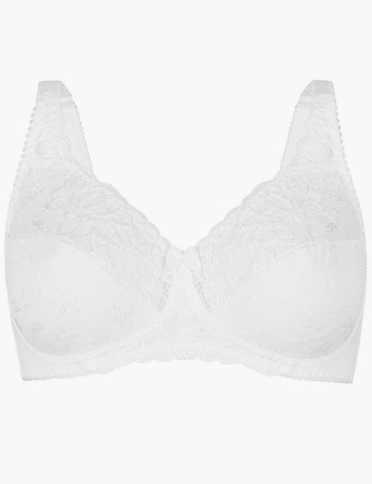 Jacquard & Lace Non-Padded Full Cup Bra