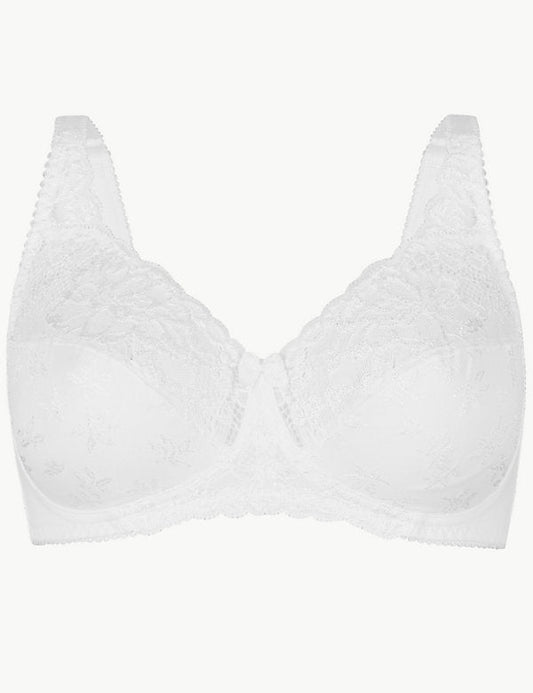 Jacquard & Lace Non-Padded Full Cup Bra Set