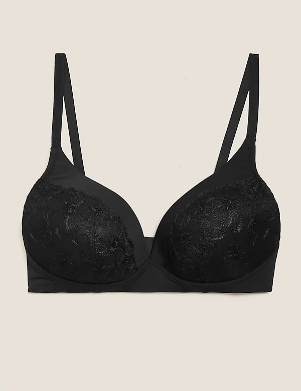 Embroidery T-Shirt Plunge Bra