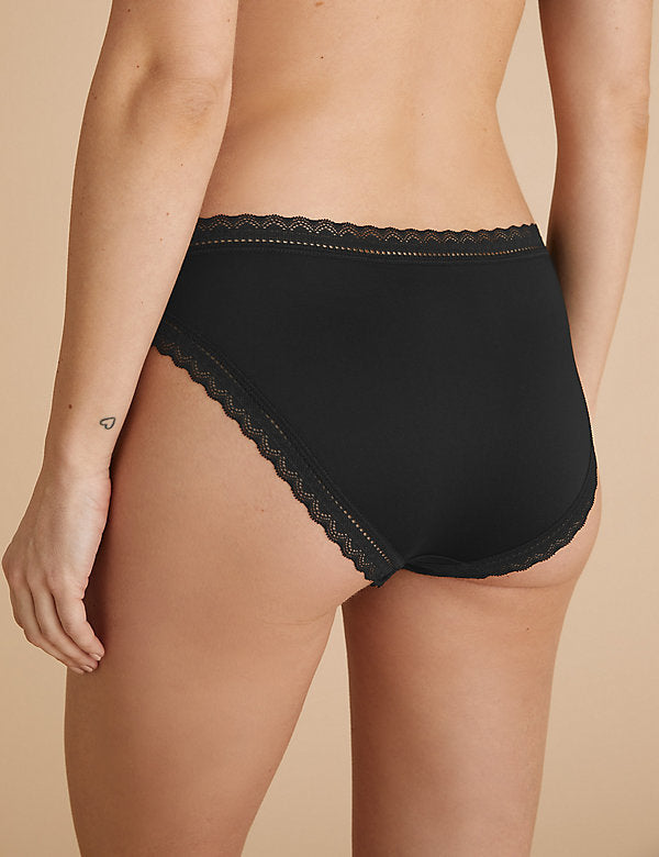 Microfibre & Lace High Leg Knickers