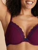 Lace Trim Underwired Plunge Bra