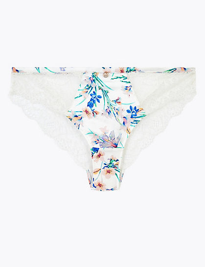 Silk & Lace Floral Brazilian Knickers