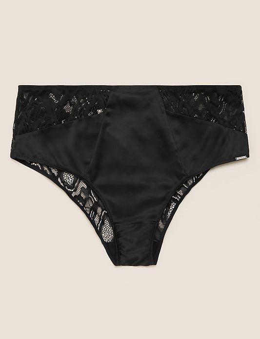 Satin High Waisted Brazilian Knicker