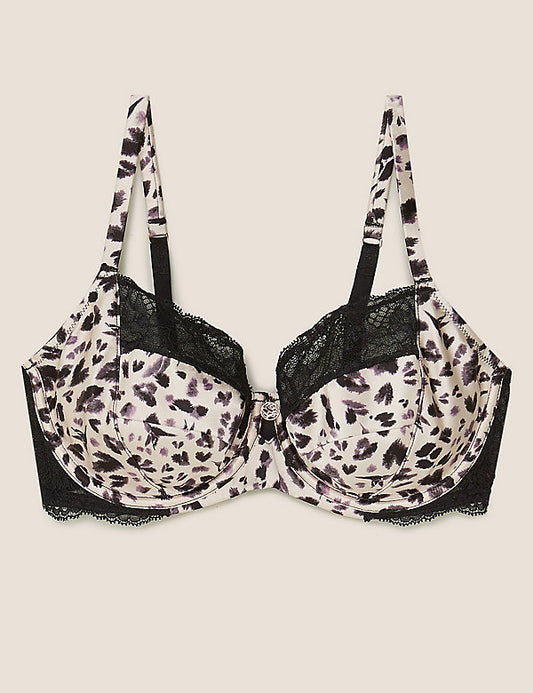 Silk & Lace Animal Print Balcony Bra Set