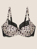 Silk & Lace Animal Print Balcony Bra Set