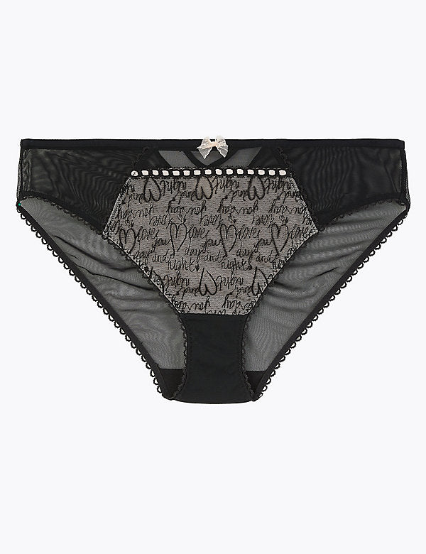 Love Embroidered High Leg Knicker