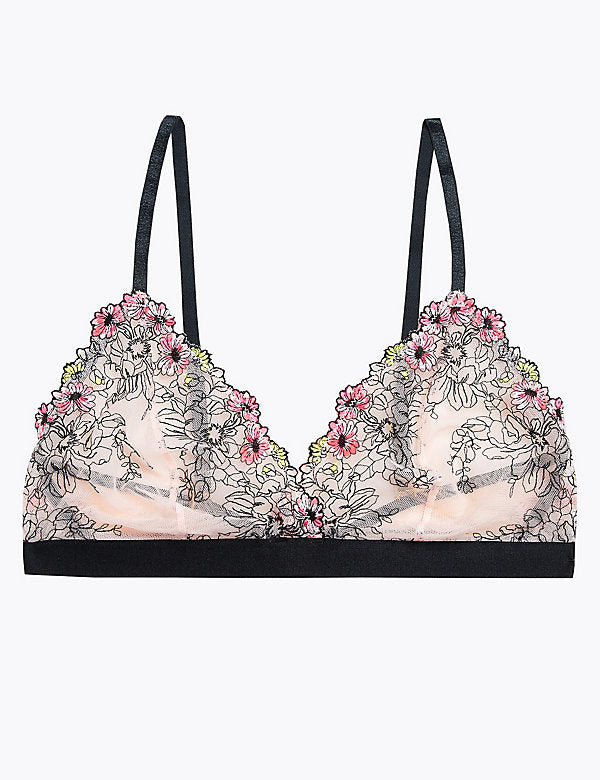 Floral Tattoo Embroidered Bralette