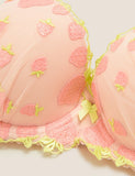 Strawberry Embroidered Padded Balcony Bra