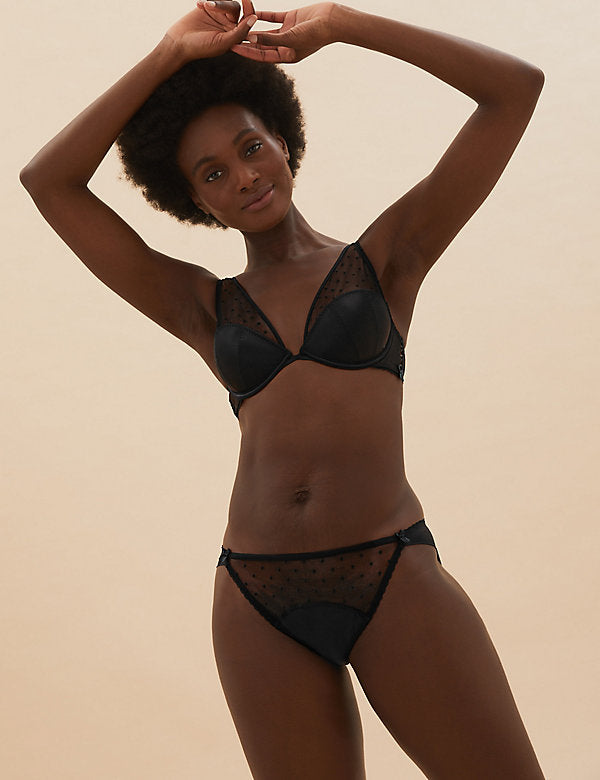 Spot Embroidery Low Rise Brazilian Knicker