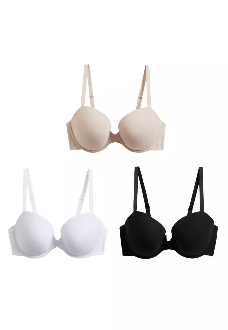 3pk Wired Balcony Full Cup T-Shirt Bras DD-E