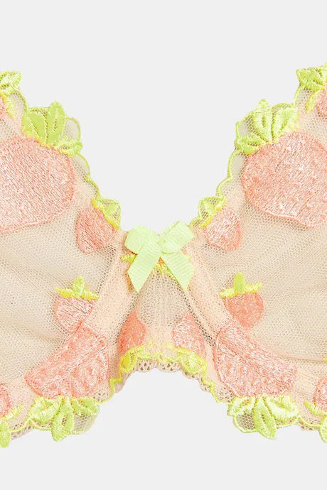 Strawberry Embroidered Plunge Bra