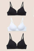 3Pk Non Wired Plunge Full Cup T-Shirt Bras A - E