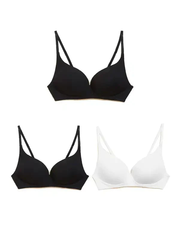 3Pk Non Wired Plunge Full Cup T-Shirt Bras DD-E