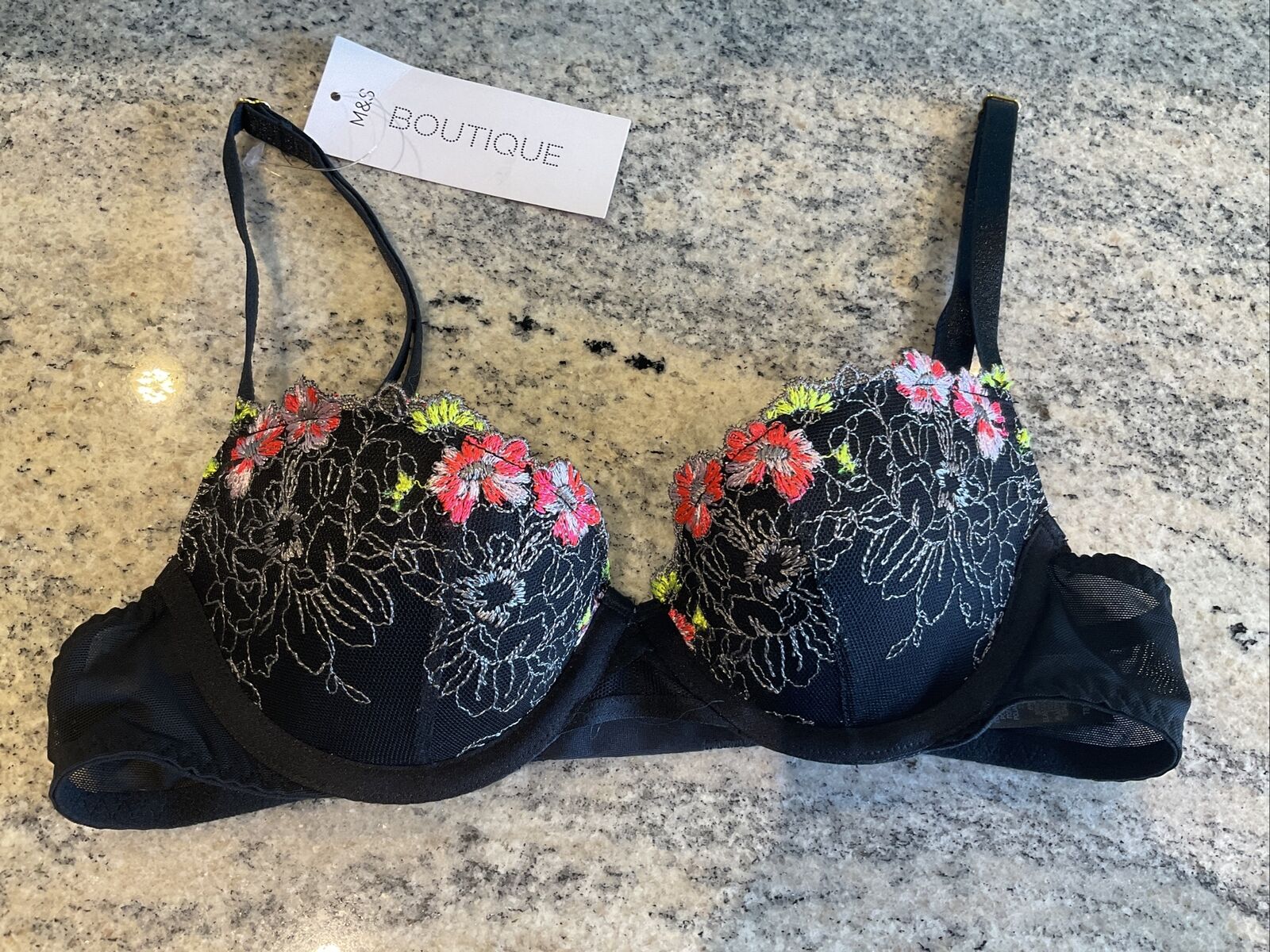 Underwired Padded Balcony  Lace Bra Set