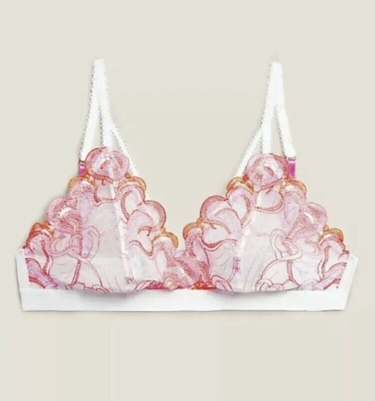 Non Wired Non Padded  Embroidered Hearts Bra