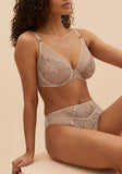 Embroidery Non Padded T-Shirt Balcony Bra Set