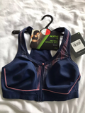 Active TU Navy High Impact Zip Front Sports Bra