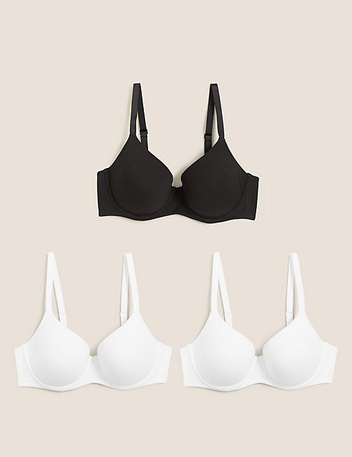 3pk Wired Full Cup T-Shirt Bras A - E