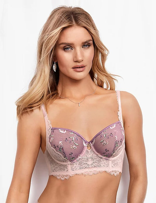 Floral Embroidered Non-Padded Balcony Bra Set